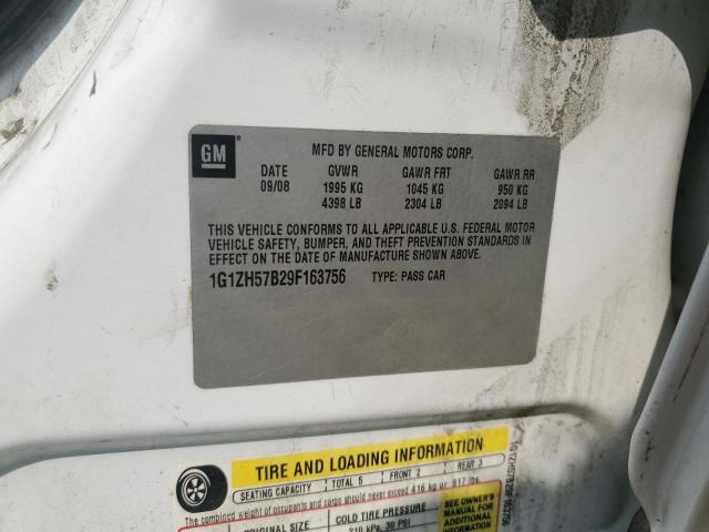 1G1ZH57B29F163756 - 2009 CHEVROLET MALIBU 1LT WHITE photo 12