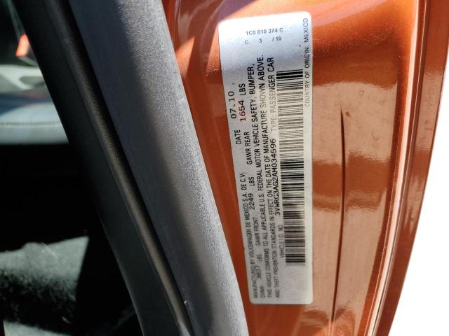 3VWRG3AG2AM034596 - 2010 VOLKSWAGEN NEW BEETLE ORANGE photo 12