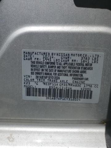 3N1AB7AP1EY312024 - 2014 NISSAN SENTRA S SILVER photo 12