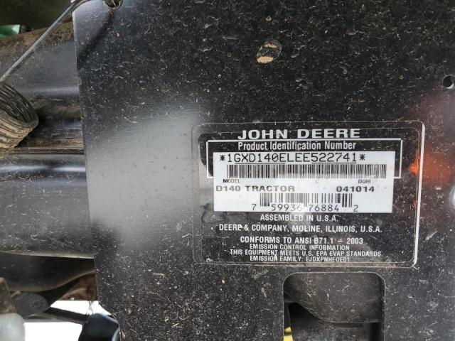 1GXD140ELEE522741 - 2012 JOHN DEERE MOWER GREEN photo 10