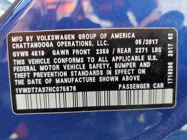 1VWDT7A37HC075876 - 2017 VOLKSWAGEN PASSAT R-LINE Mavi foto 13