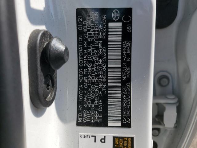 JTNB4MBEXM3126282 - 2021 TOYOTA COROLLA SE Ақ фото 12