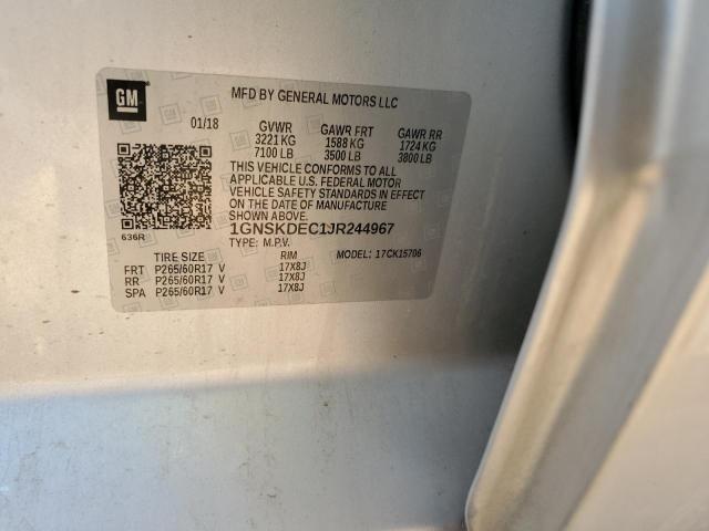 1GNSKDEC1JR244967 - 2018 CHEVROLET TAHOE POLICE Gümüş fotoğraf 13