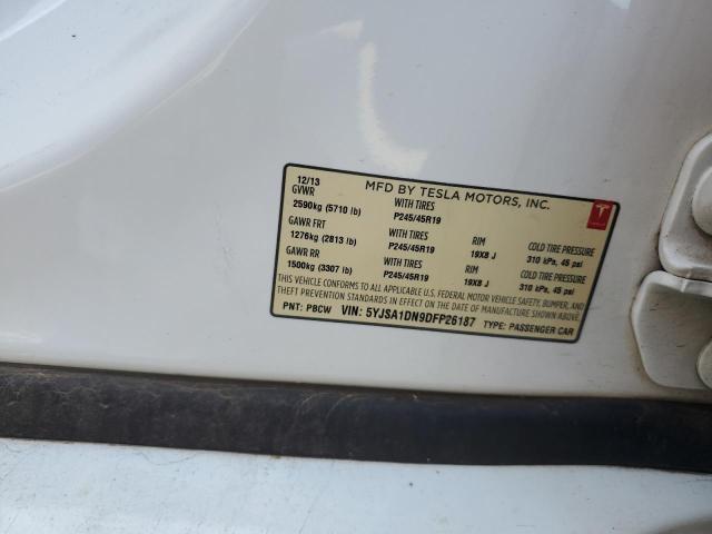 5YJSA1DN9DFP26187 - 2013 TESLA MODEL S თეთრი ფოტო 13