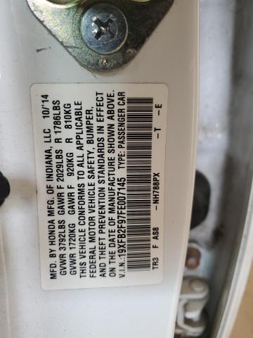 19XFB2F97FE007145 - 2015 HONDA CIVIC EXL 白色 照片 12