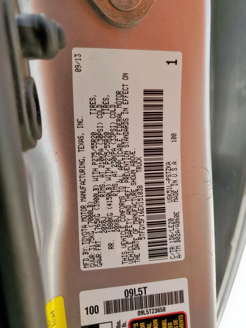 5TFGY5F16EX151038 - 2014 TOYOTA TUNDRA CREWMAX PLATINUM SILVER photo 12