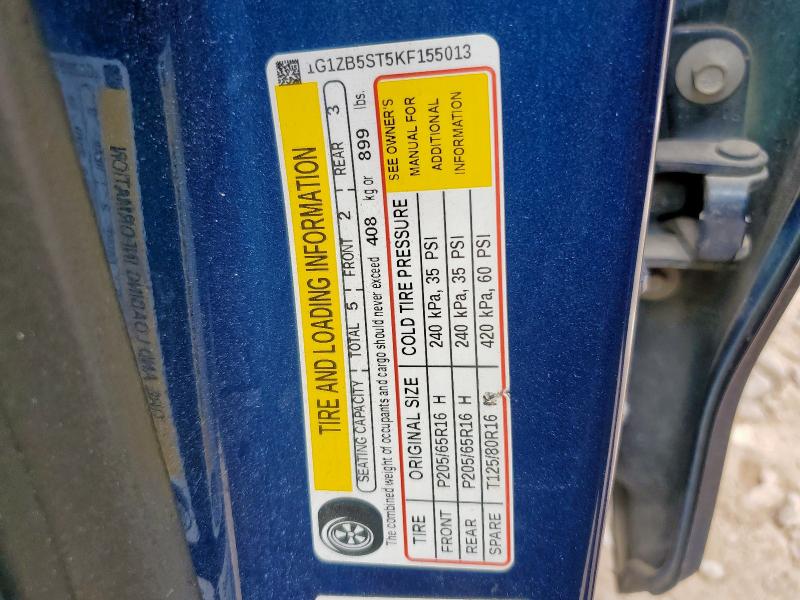 1G1ZB5ST5KF155013 - 2019 CHEVROLET MALIBU LS Niebieski zdjęcie 12