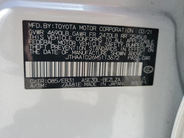 JTHAA1D26M5113672 - 2021 LEXUS IS 300 WHITE photo 12