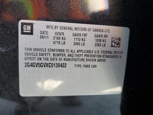 2G4GV5GVXC9130422 - 2012 BUICK REGAL GS BLACK photo 12