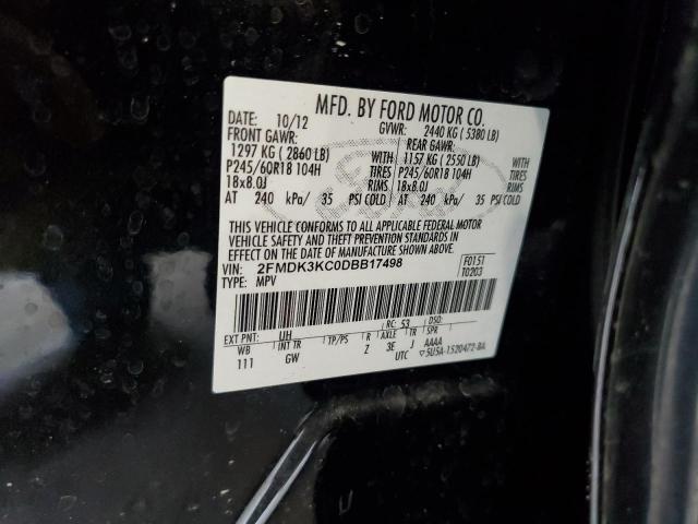 2FMDK3KC0DBB17498 - 2013 FORD EDGE LIMITED BLACK photo 13