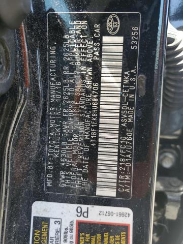 4T1BF1FK8HU684706 - 2017 TOYOTA CAMRY LE შავი ფოტო 12