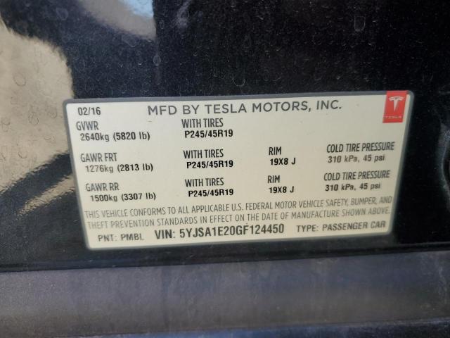 5YJSA1E20GF124450 - 2016 TESLA MODEL S 黑色 照片 13
