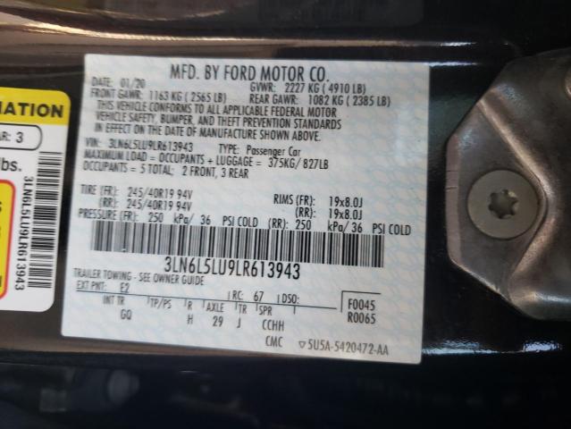 3LN6L5LU9LR613943 - 2020 LINCOLN MKZ RESERVE შავი ფოტო 12