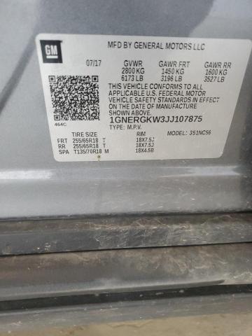 1GNERGKW3JJ107875 - 2018 CHEVROLET TRAVERSE LT ნაცრისფერი ფოტო 13