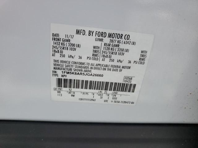 1FM5K8AR5JGA26660 - 2018 FORD EXPLORER POLICE INTERCEPTOR WHITE photo 14