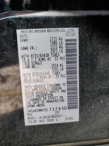 5N1AR2MN7EC717430 - 2014 NISSAN PATHFINDER S BLACK photo 10