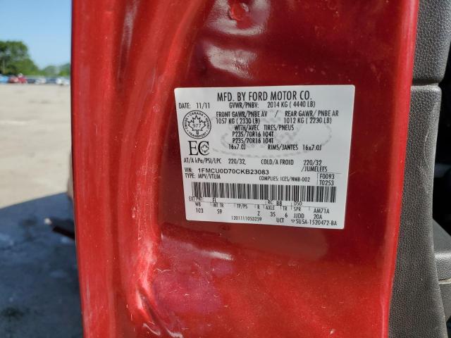 1FMCU0D70CKB23083 - 2012 FORD ESCAPE XLT BURGUNDY photo 13