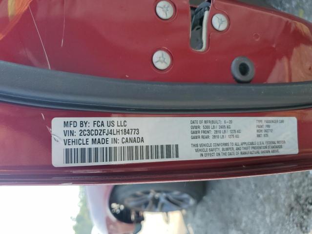 2C3CDZFJ4LH184773 - 2020 DODGE CHALLENGER R/T SCAT PACK MAROON photo 12