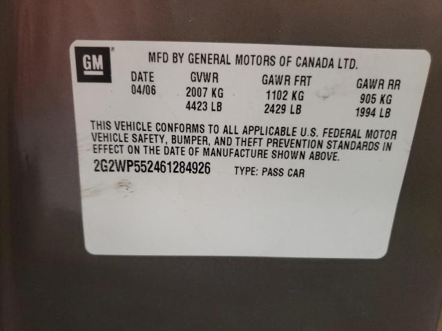 2G2WP552461284926 - 2006 PONTIAC GRAND PRIX 棕色 照片 12