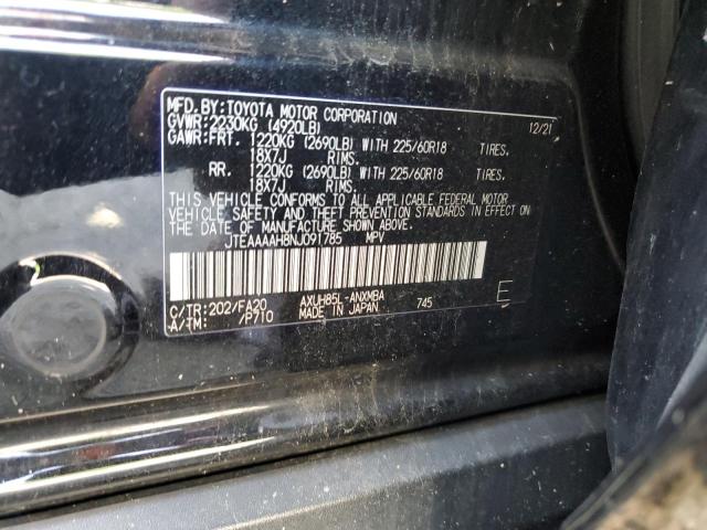 JTEAAAAH8NJ091785 - 2022 TOYOTA VENZA LE BLACK photo 13