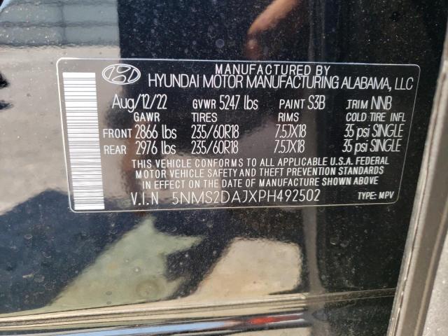 5NMS2DAJXPH492502 - 2023 HYUNDAI SANTA FE SEL BLACK photo 13