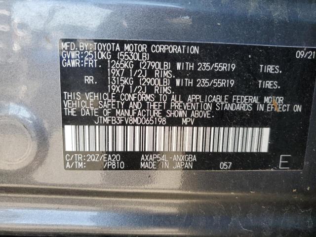 JTMFB3FV8MD065198 - 2021 TOYOTA RAV4 PRIME XSE GRAY photo 13