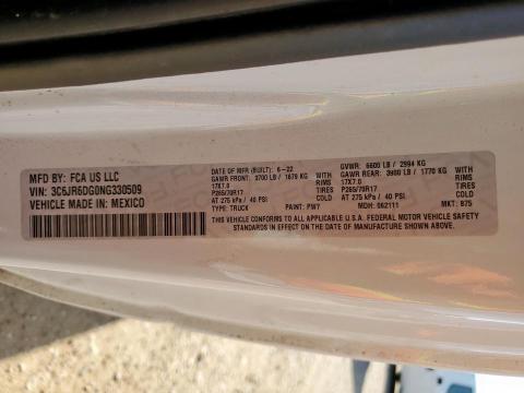 3C6JR6DG0NG330509 - 2022 RAM 1500 CLASSIC TRADESMAN WHITE photo 12