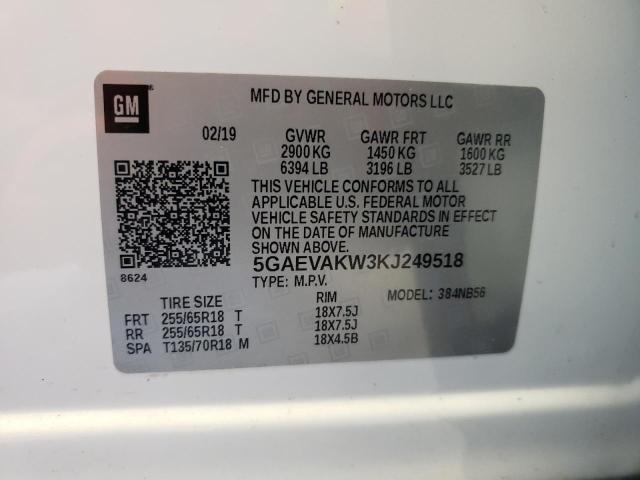 5GAEVAKW3KJ249518 - 2019 BUICK ENCLAVE ESSENCE 白色 照片 13