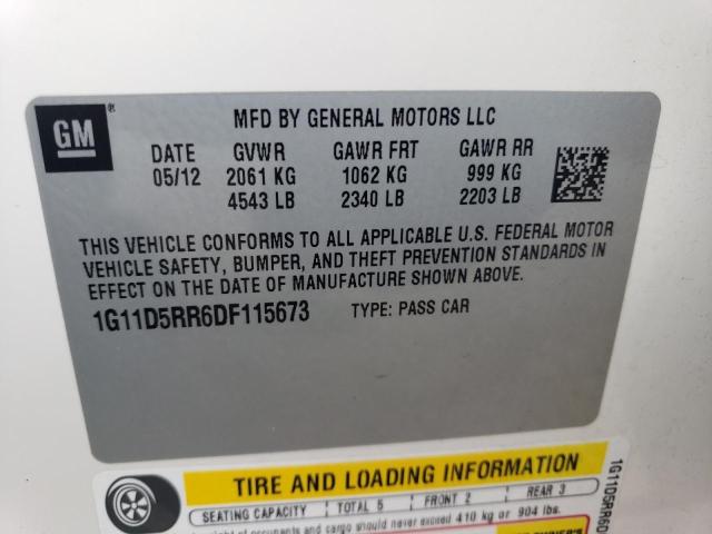 1G11D5RR6DF115673 - 2013 CHEVROLET MALIBU 1LT WHITE photo 12