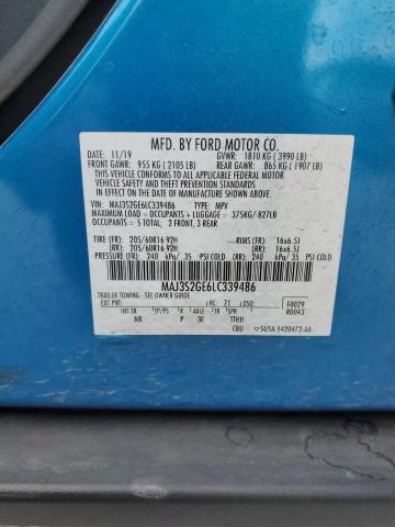 MAJ3S2GE6LC339486 - 2020 FORD ECOSPORT SE Көк фото 12