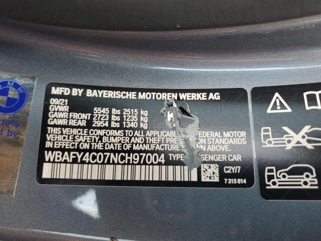 WBAFY4C07NCH97004 - 2022 BMW M850XI GRAY photo 12