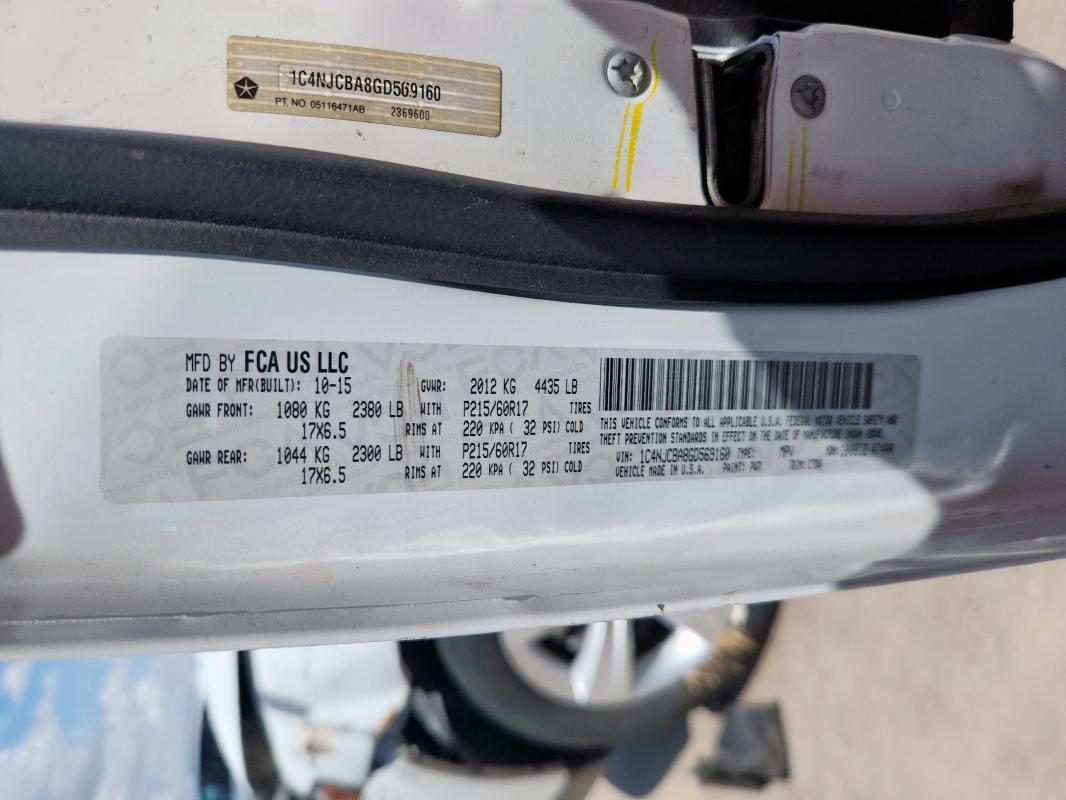 1C4NJCBA8GD569160 - 2016 JEEP COMPASS SPORT Ağ foto 14
