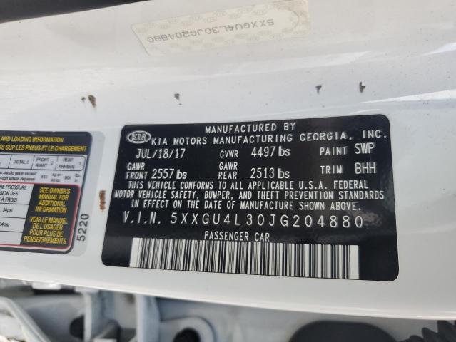 5XXGU4L30JG204880 - 2018 KIA OPTIMA EX WHITE photo 12