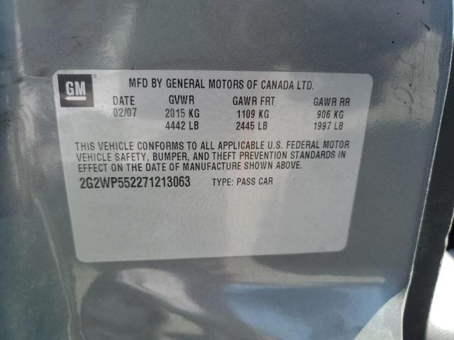 2G2WP552271213063 - 2007 PONTIAC GRAND PRIX 灰色 照片 12