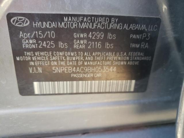 5NPEB4AC9BH053544 - 2011 HYUNDAI SONATA GLS GRAY photo 12