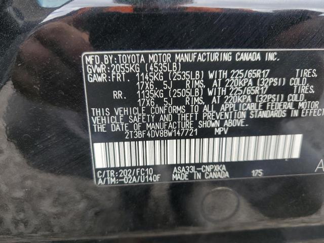 2T3BF4DV8BW147721 - 2011 TOYOTA RAV4 BLACK photo 12