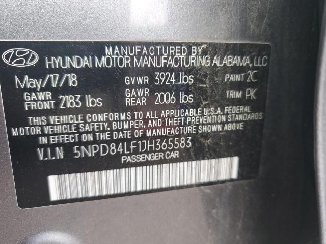 5NPD84LF1JH365583 - 2018 HYUNDAI ELANTRA SEL GRAY photo 12