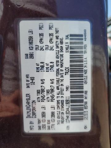 1D7HA16DX4J192811 - 2004 DODGE RAM 1500 ST BURGUNDY photo 12