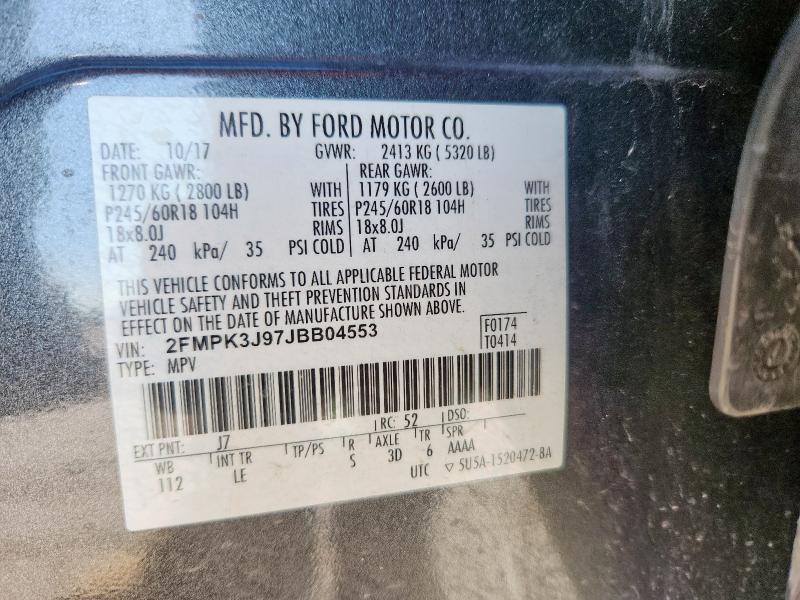 2FMPK3J97JBB04553 - 2018 FORD EDGE SEL 黑色 照片 13