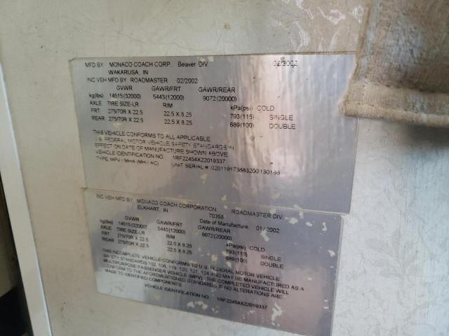 1RF22454X22019337 - 2002 ROADMASTER RAIL RAISED RAI BEIGE photo 10