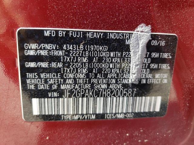 JF2GPAKC7H8200587 - 2017 SUBARU CROSSTREK LIMITED RED photo 13