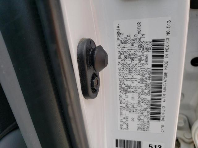 3TMJU4GN7CM135396 - 2012 TOYOTA TACOMA DOUBLE CAB PRERUNNER WHITE photo 12