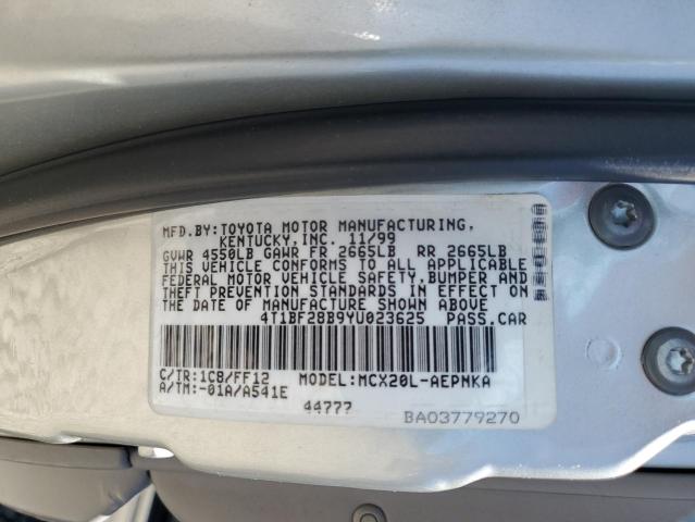 4T1BF28B9YU023625 - 2000 TOYOTA AVALON XL SILVER photo 13
