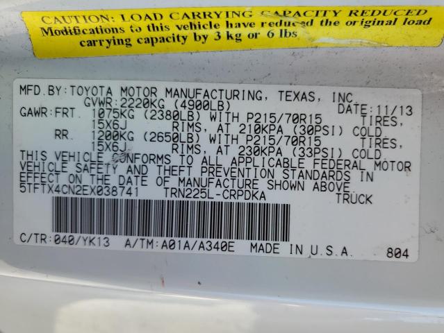 5TFTX4CN2EX038741 - 2014 TOYOTA TACOMA ACCESS CAB Ağ foto 12