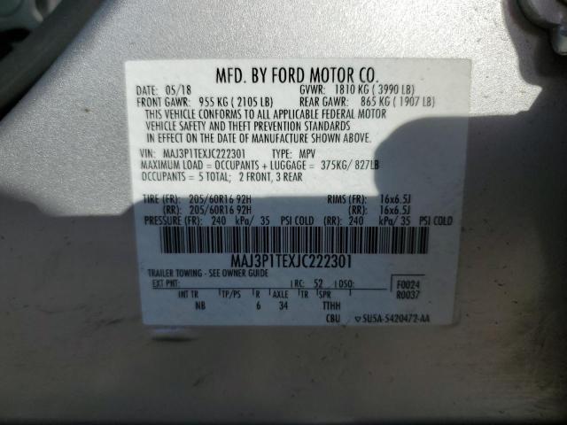 MAJ3P1TEXJC222301 - 2018 FORD ECOSPORT SE Plata foto 13