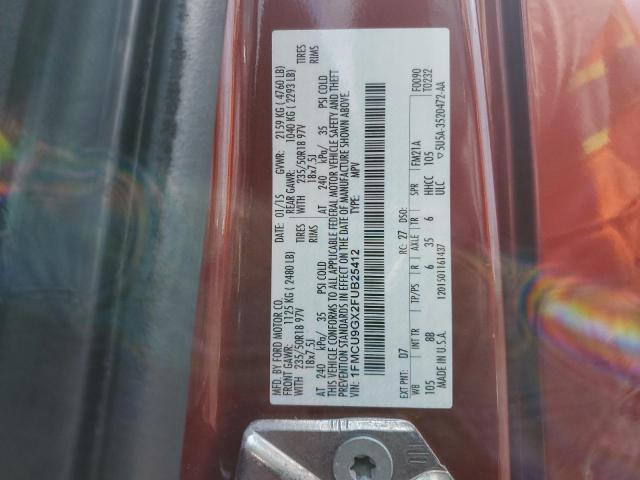 1FMCU9GX2FUB25412 - 2015 FORD ESCAPE SE 红色 照片 13