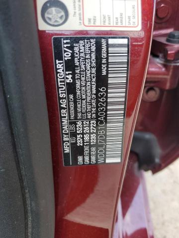 WDDLJ7DB1CA032636 - 2012 MERCEDES-BENZ CLS 550 BURGUNDY photo 12