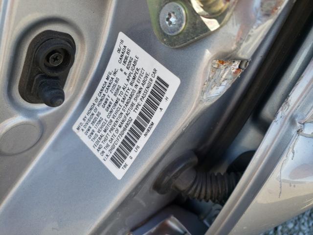 2HGFC1F73GH649052 - 2016 HONDA CIVIC EXL ვერცხლისფერი ფოტო 10