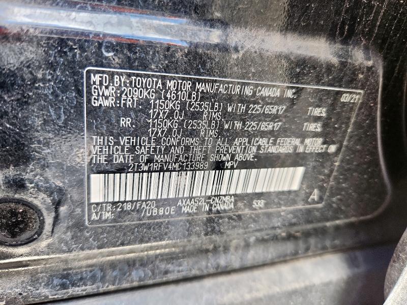 2T3W1RFV4MC133989 - 2021 TOYOTA RAV4 XLE BLACK photo 13