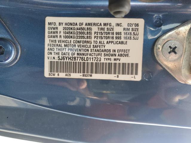 5J6YH28776L011720 - 2006 HONDA ELEMENT EX BLUE photo 13